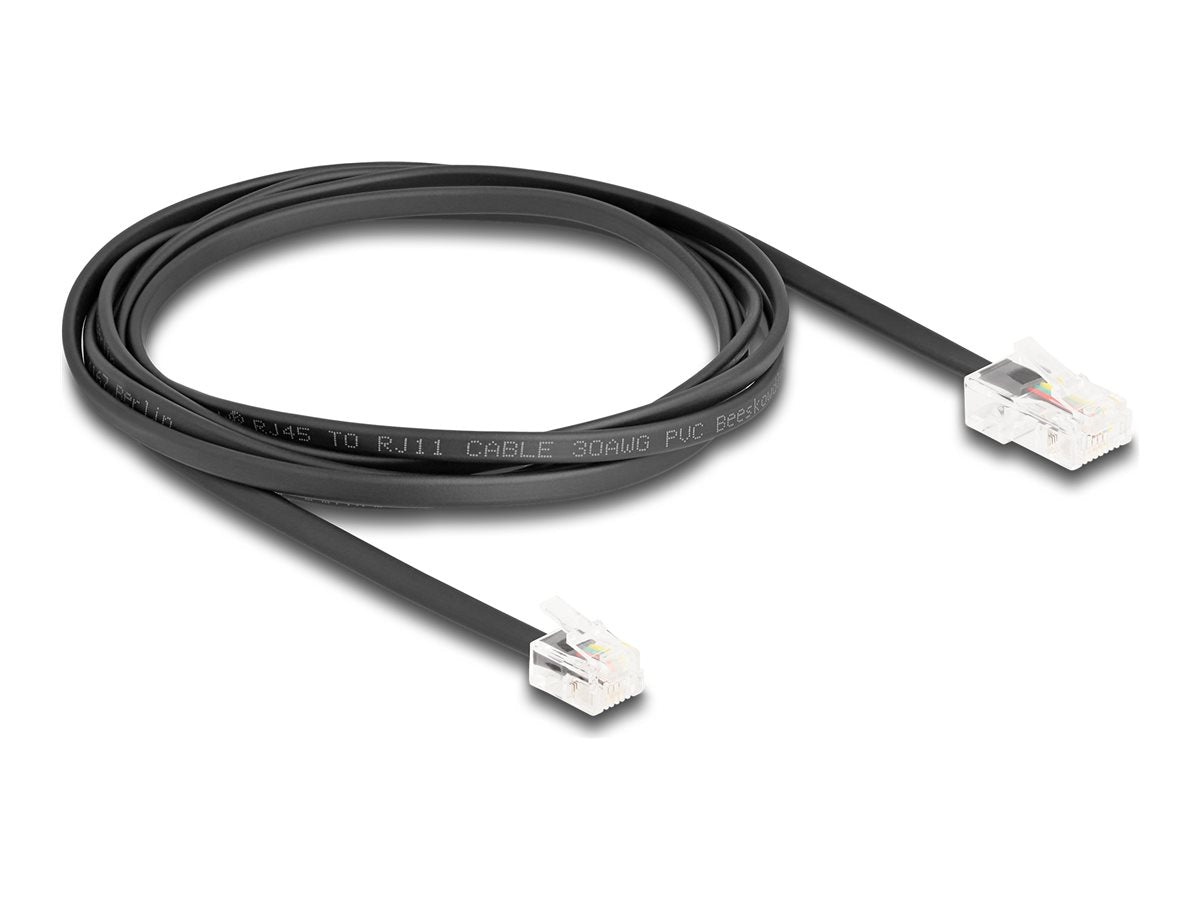 DELOCK Telefonkabel RJ45 Stecker zu RJ11 Stecker schwarz 2m - Vorderansicht