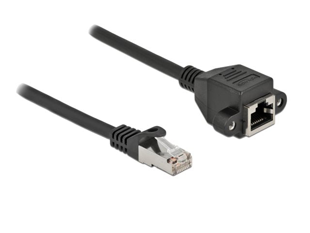 DELOCK Netzwerk Verlängerungskabel S/FTP RJ45 Stecker zu RJ45 Buchse Cat.6A 3m schwarz - Verpackung