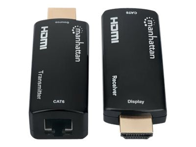 MANHATTAN HDMI over Ethernet Extender Kit kompaktes Format HDMI-Verlaengerung 1080p60Hz bis 60m Sender Empfaenger Power over Cable
