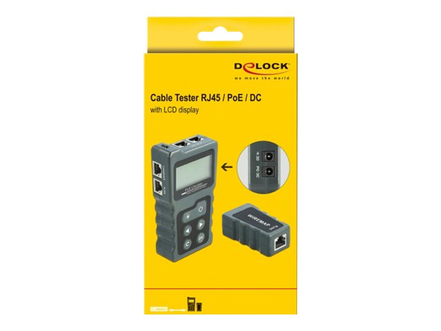 DELOCK LCD Kabeltester RJ45 / PoE / DC Detailansicht