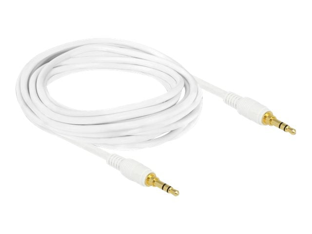 DELOCK Klinkenkabel 3,5 mm 3 Pin Stecker > Stecker 3 m weiss Vorderansicht