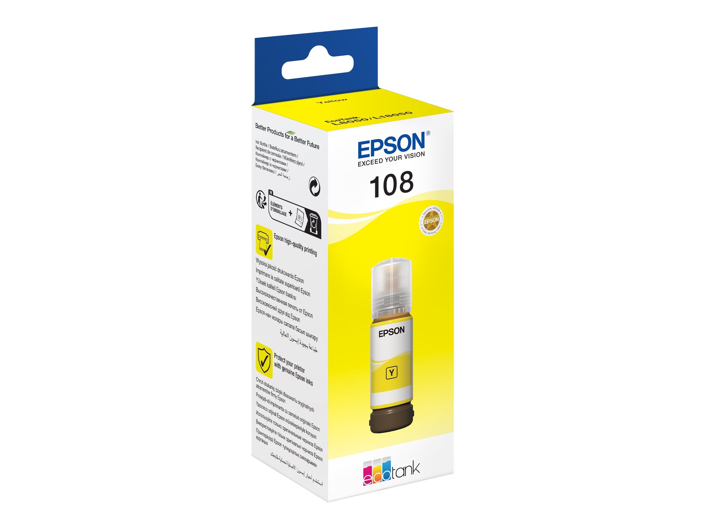 EPSON 1LB 108 EcoTank Yellow Ink Bottle Vorderansicht