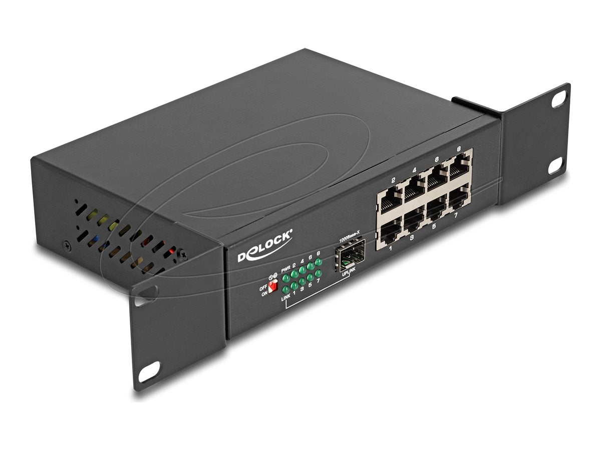 DELOCK 25,4cm 10Zoll Gigabit Ethernet Switch 8 Port + 1 SFP - Vorderansicht