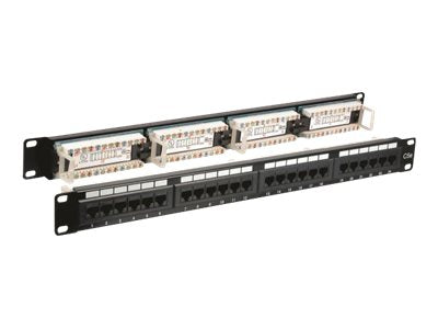 EFB Patchpanel UTP 24xRJ45 Cat6 48,26cm 19Zoll 1HE RAL9005 SCHWARZ - Vorderansicht