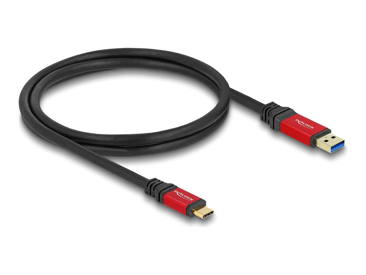 DELOCK USB 10 Gbps Kabel USB Typ-A Stecker zu USB Type-C Stecker 1m rot Metall - Vorderansicht