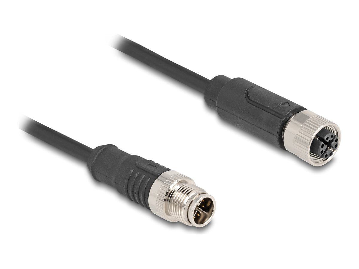 DELOCK M12 Kabel X-kodiert 8 Pin Stecker zu Buchse PVC 1m - Vorderansicht