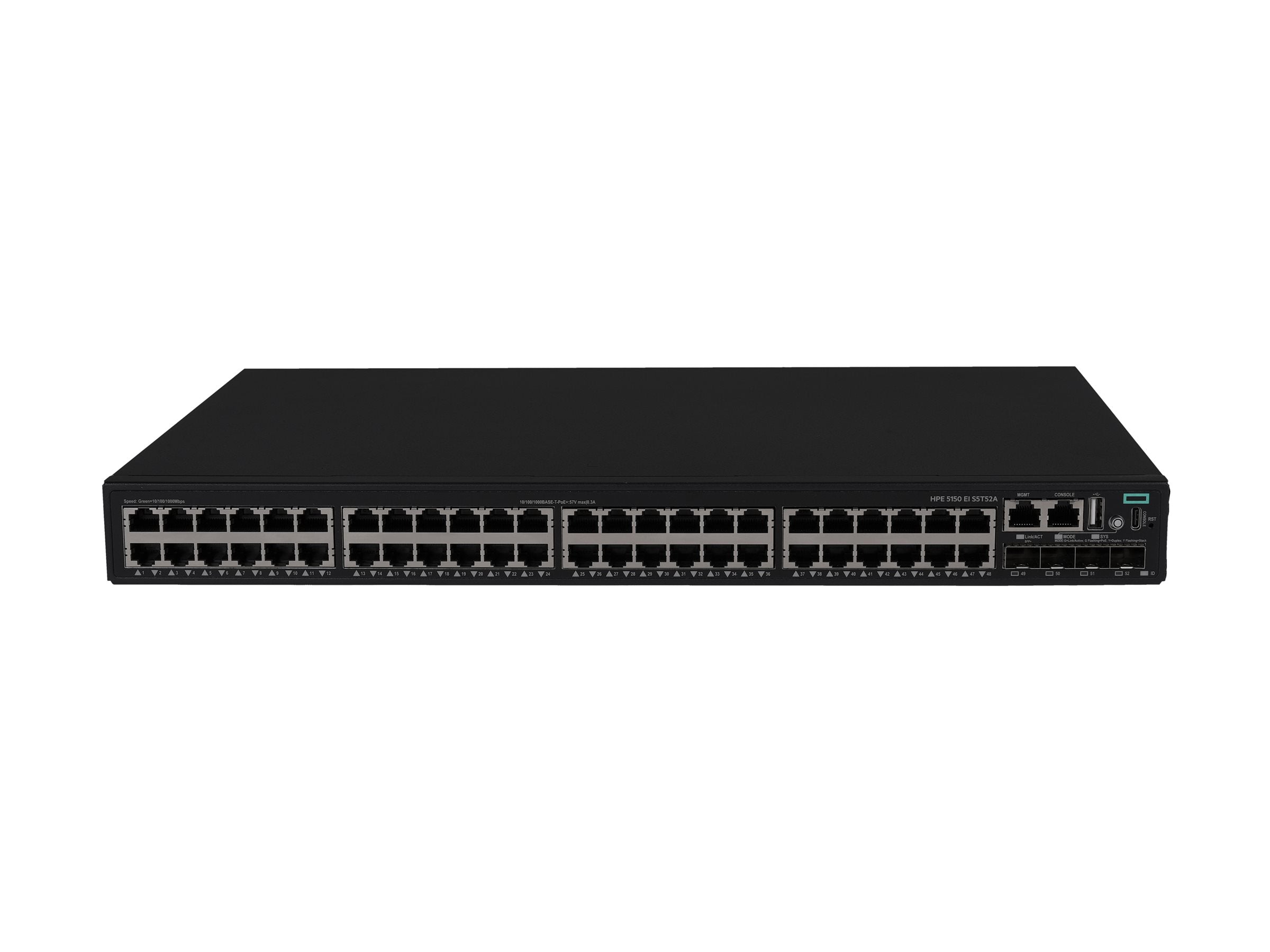 HPE Networking Comware Switch 48p 10M/100M/1G PoE+ 4p SFP+ 1G/10G 5150EI EU en