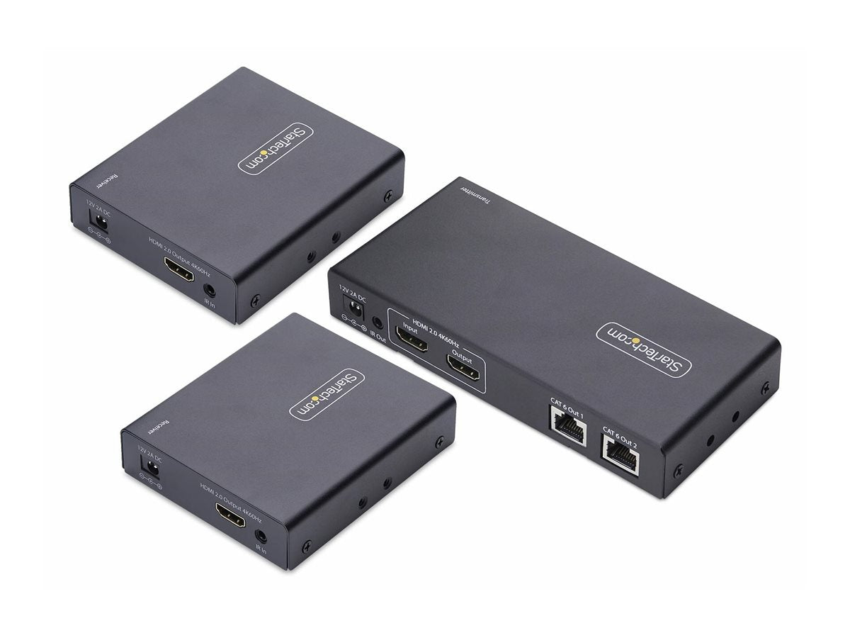 STARTECH.COM 2-Port HDMI Extender und Splitter uber CAT6 4K 60Hz bis 70m Länge 1x2 HDMI uber Netzwerkkabel-LAN Kabel Verteilerkit