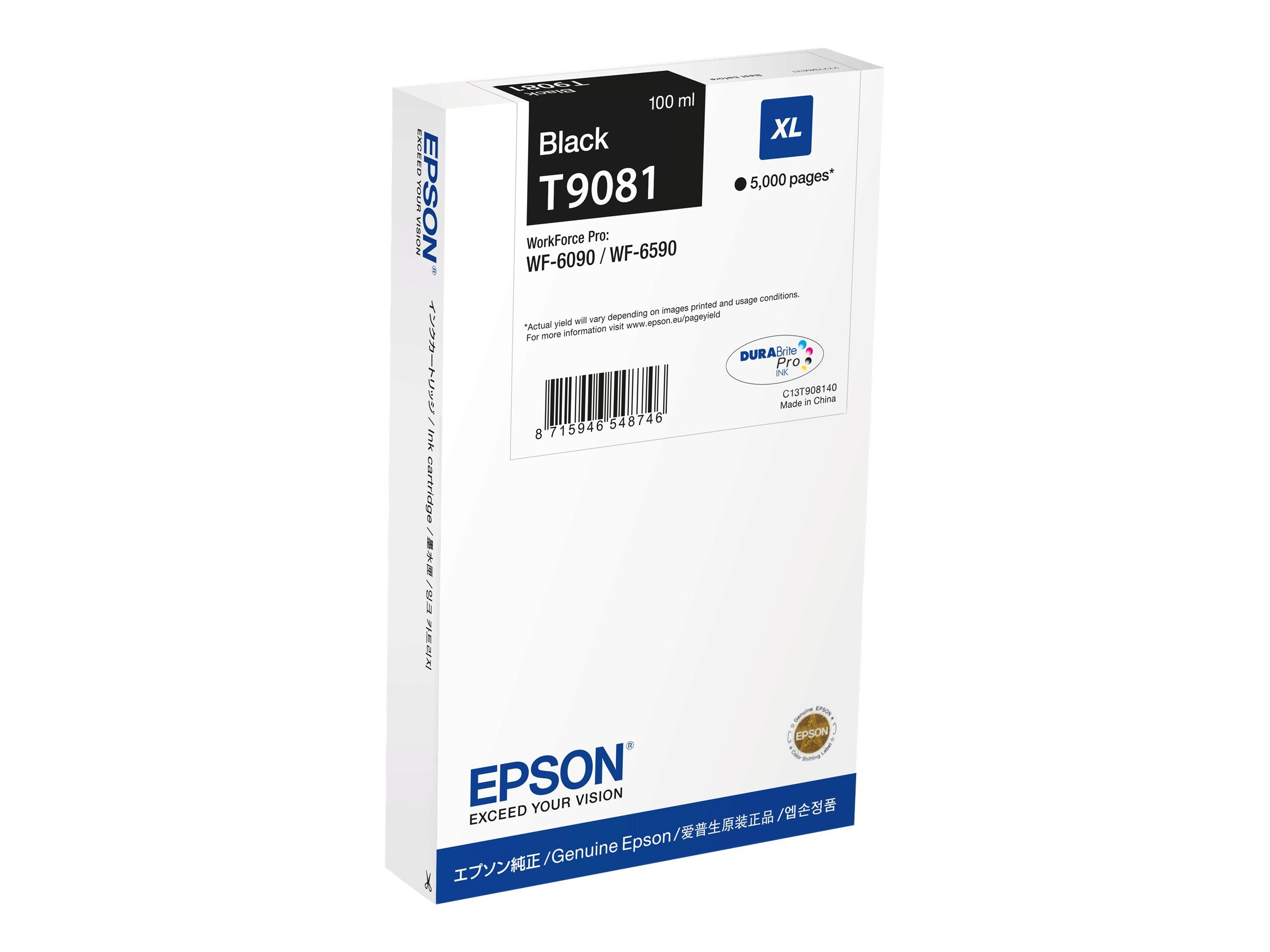 EPSON 6LB WF-6xxx Tintenpatrone Schwarz XL - Vorderansicht