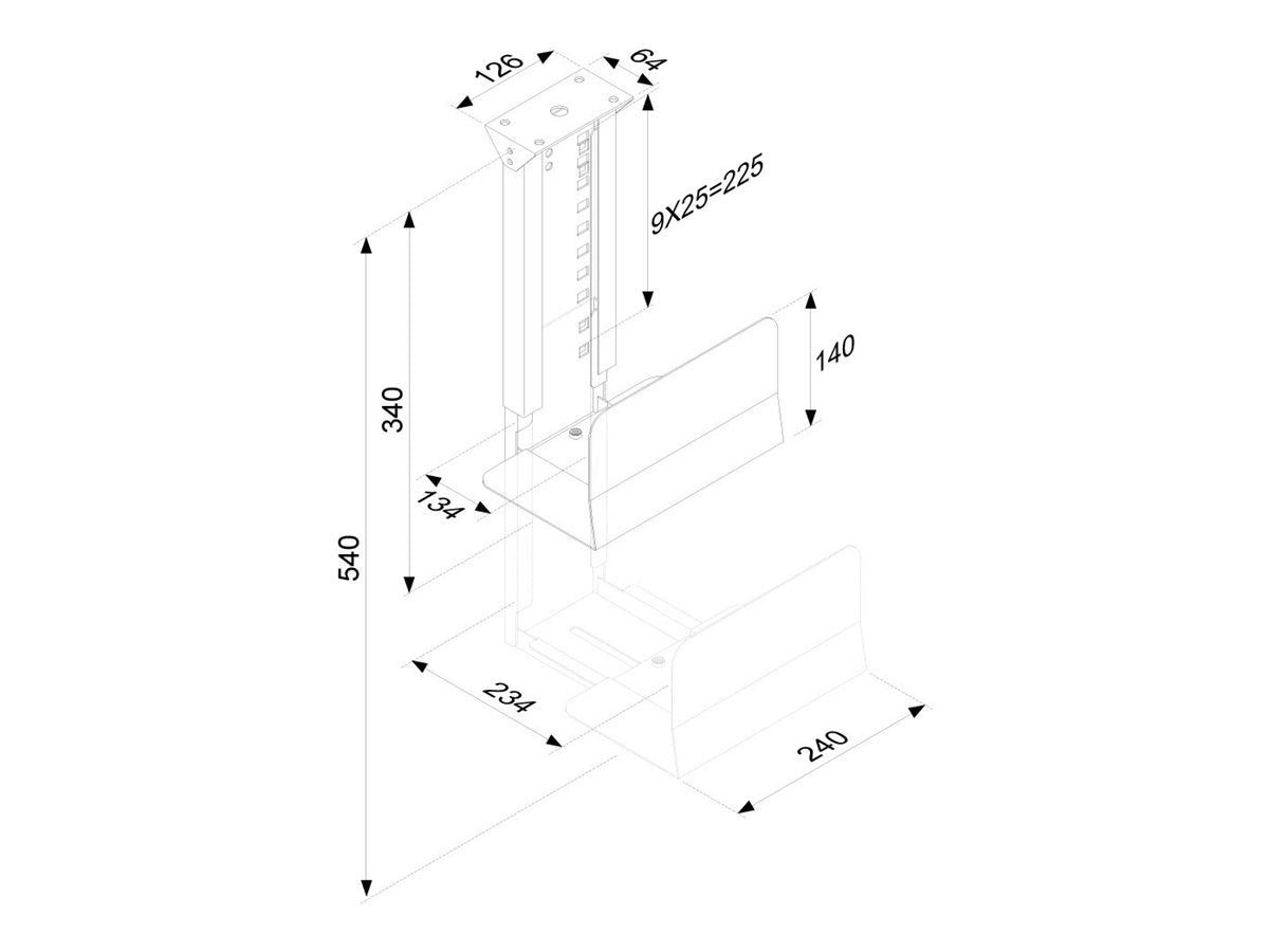 NEOMOUNTS CPU-D200BLACK PC-Tischhalterung Vorderansicht