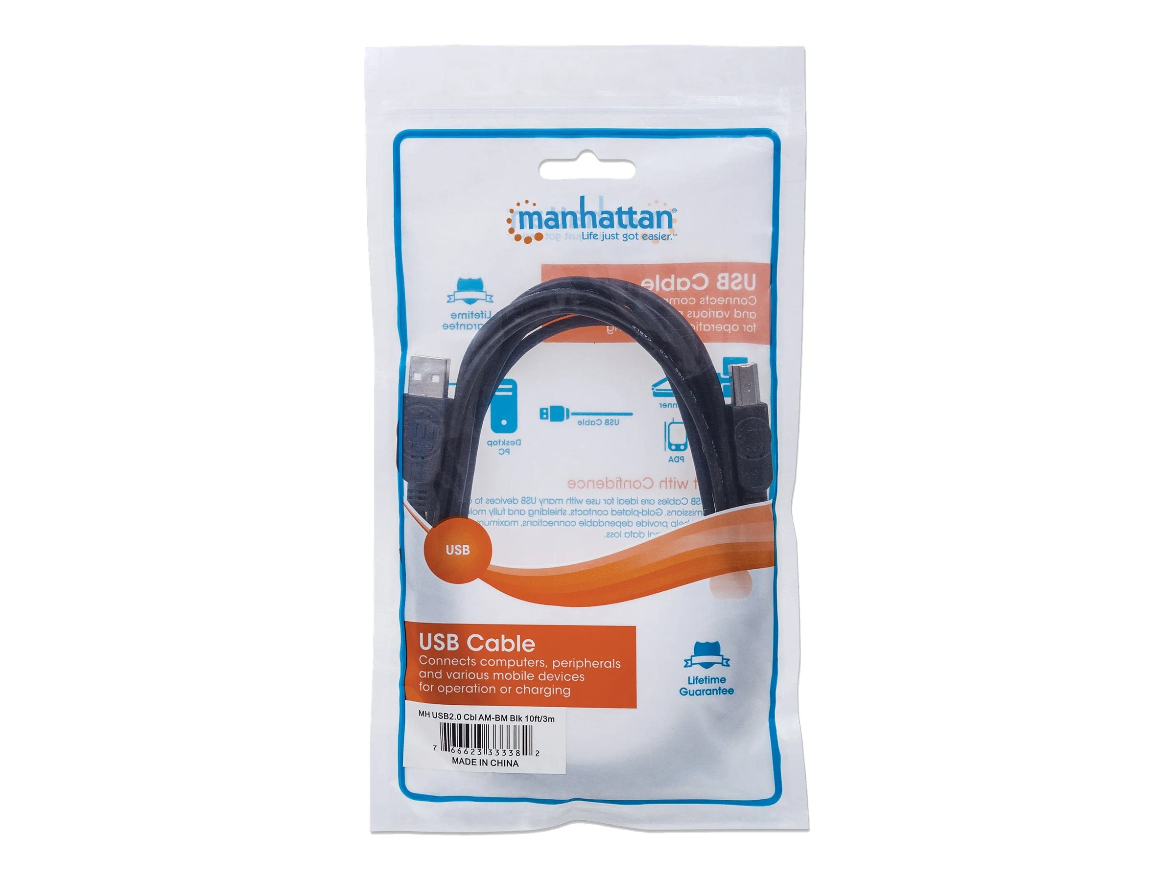 MANHATTAN Hi-Speed USB 2.0 Anschlusskabel 3m Vorderansicht