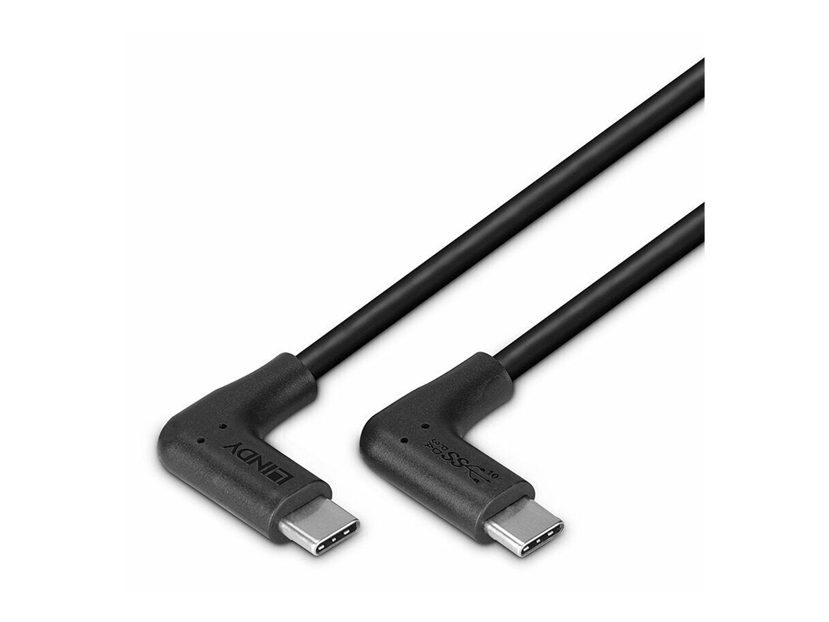 LINDY 1m USB 3.2 Typ C Kabel 2 x 90 gewinkelt - Vorderansicht