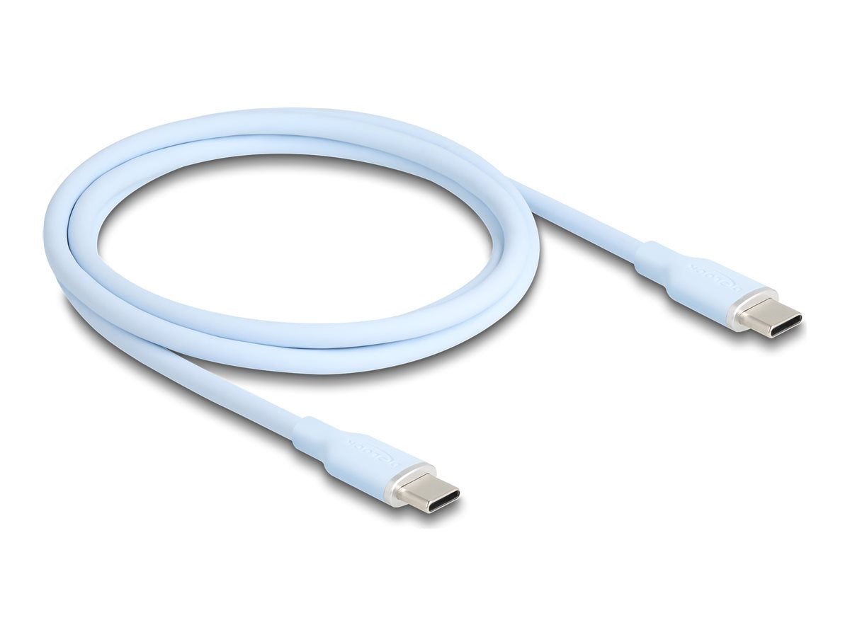 DELOCK USB 2.0 Kabel USB Type-C Stecker zu Stecker PD 3.0 60 W 1m blau Silikon - Vorderansicht