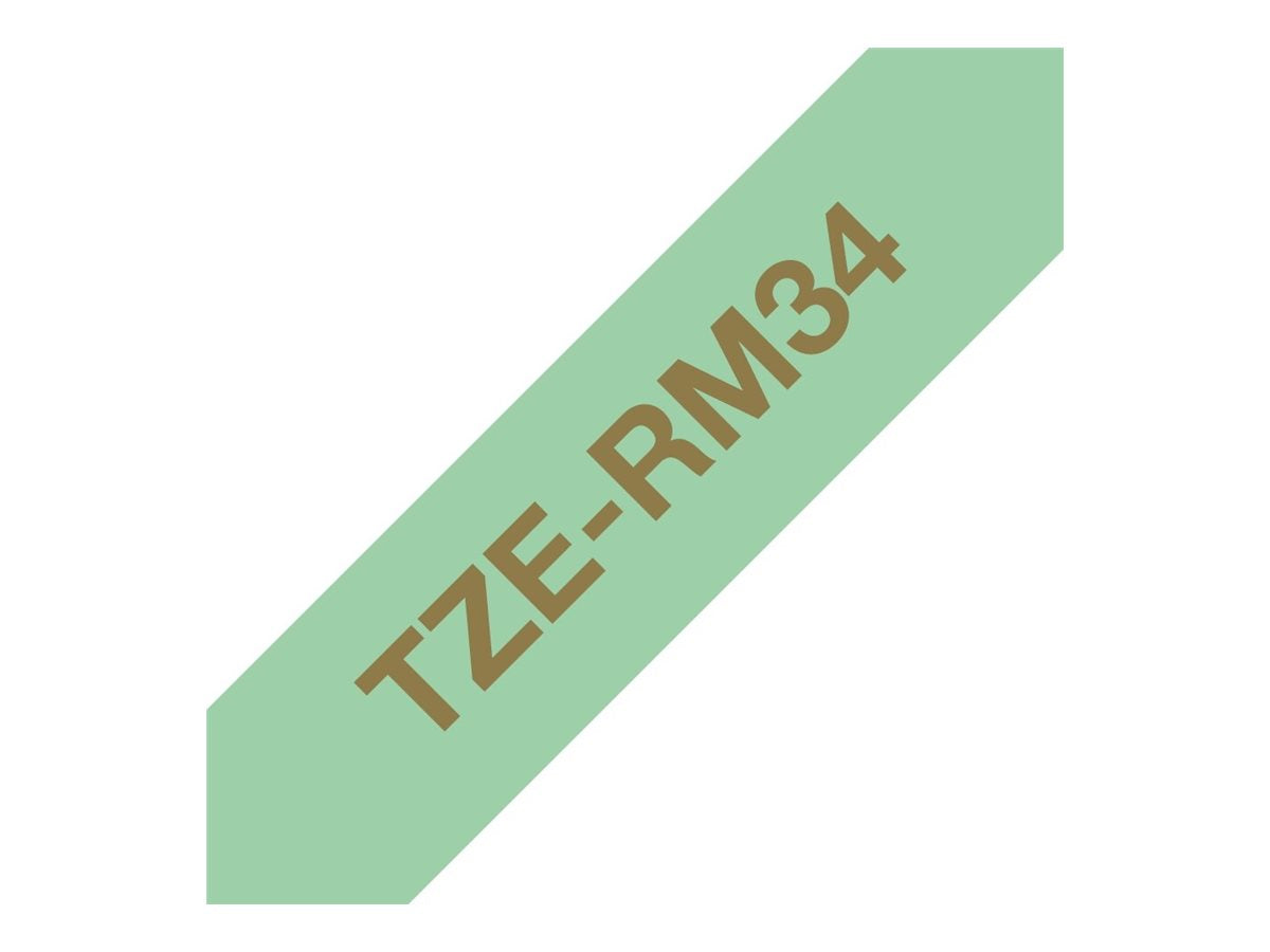 BROTHER P-Touch 12mm mint green/gold ribbon tape Vorderansicht