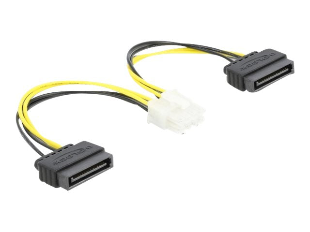 DELOCK Stromkabel 2 x SATA 15 Pin Stecker zu 8 Pin EPS Stecker 15cm - Vorderansicht