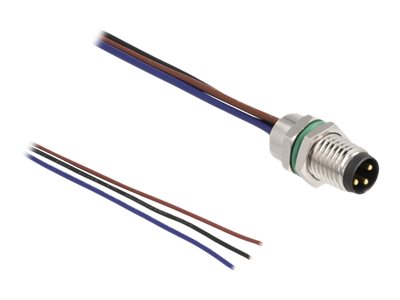 DELOCK M8 3 Pin Stecker für Panel mit offenen Kabeln A-kodiert 0,5m - Vorderansicht