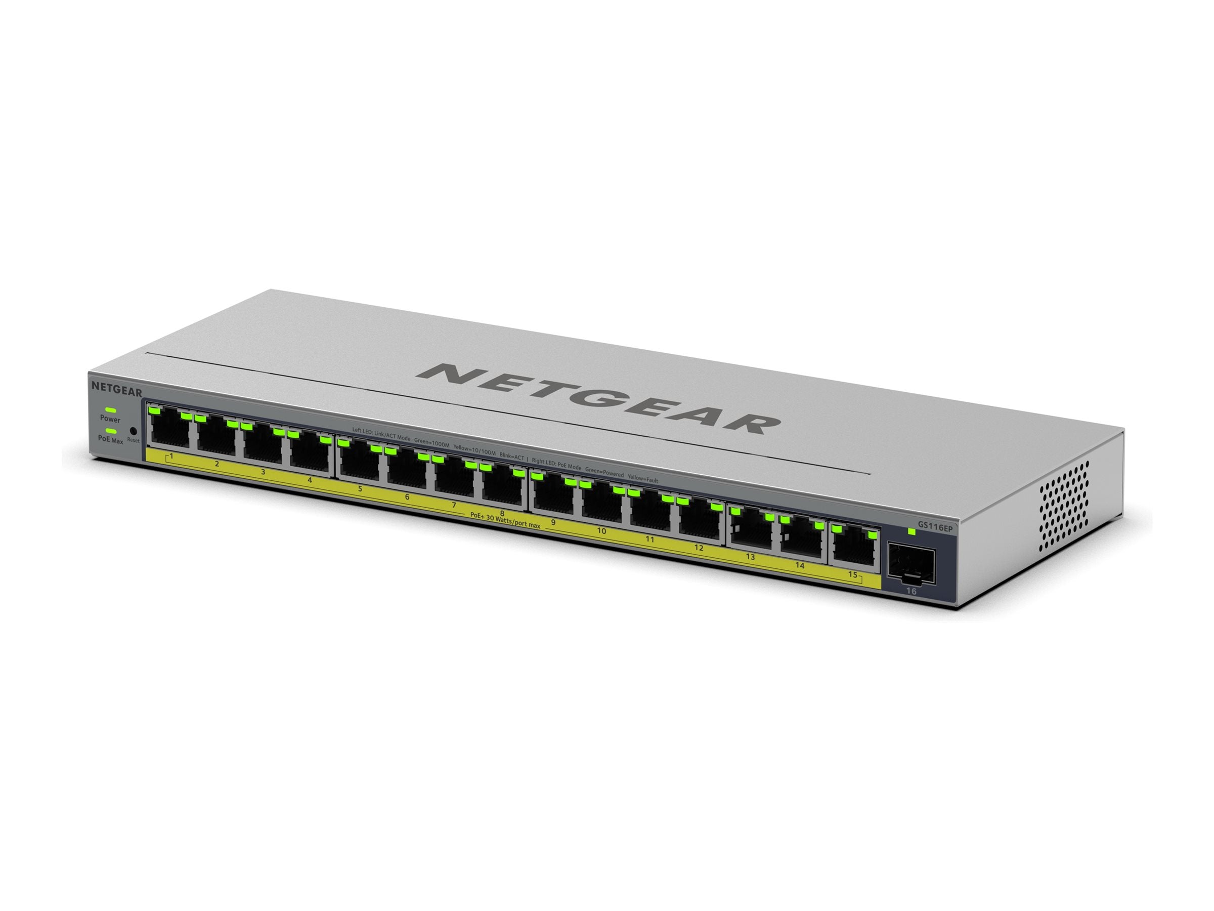 NETGEAR 16PT GB PLUS Switch W/ POE+ GS116EP - Vorderansicht