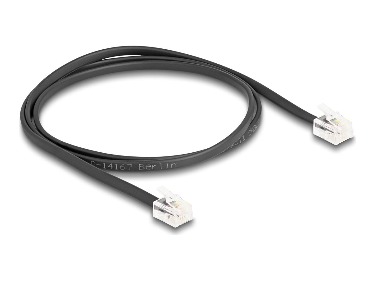DELOCK Telefonkabel RJ11 Stecker zu RJ11 Stecker schwarz 1m - Vorderansicht