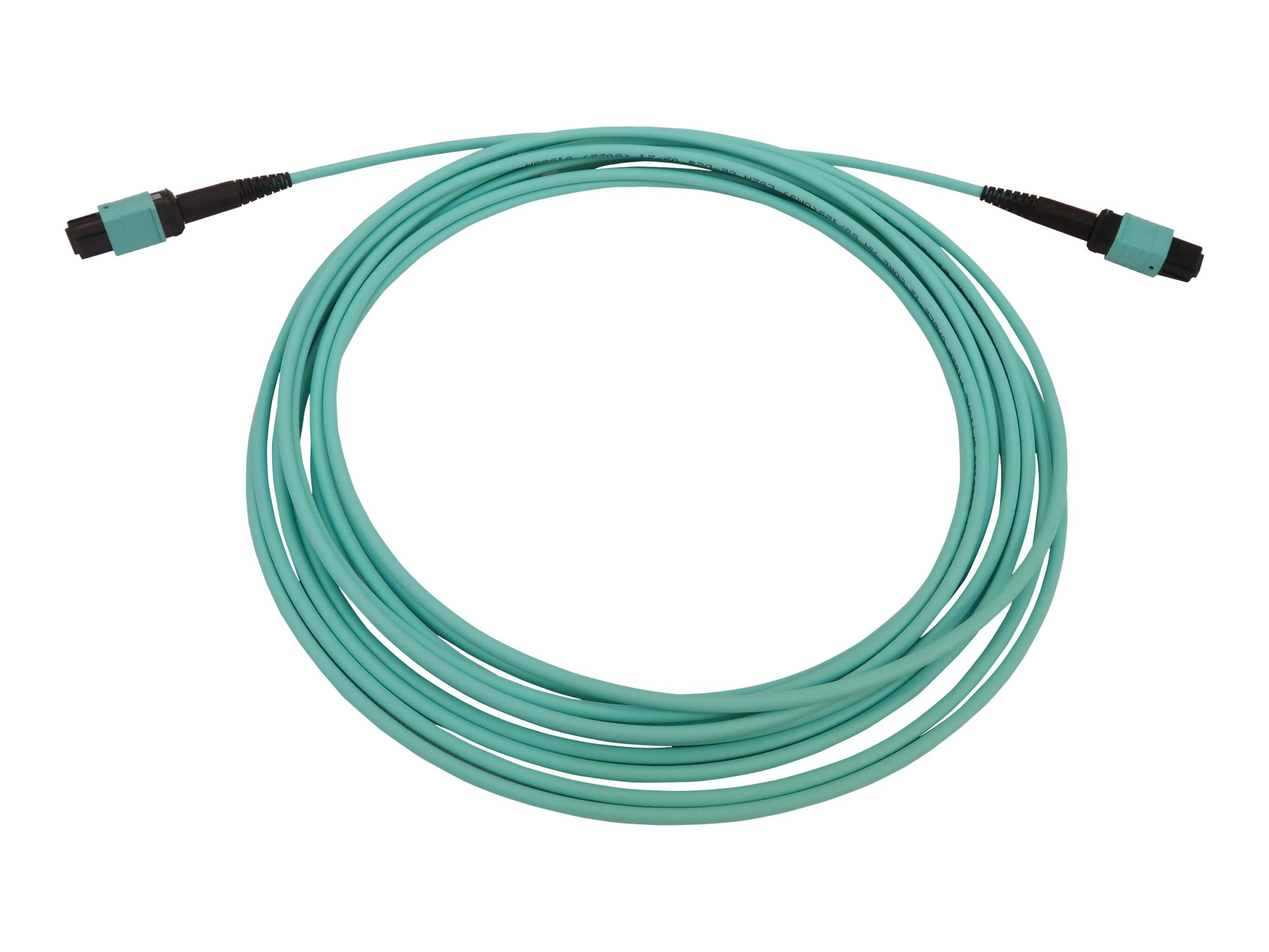 EATON TRIPPLITE 40/100/400G Multimode 50/125 OM3 Fiber Optic Cable 12F MTP/MPO-PC F/F LSZH Aqua 5m 16