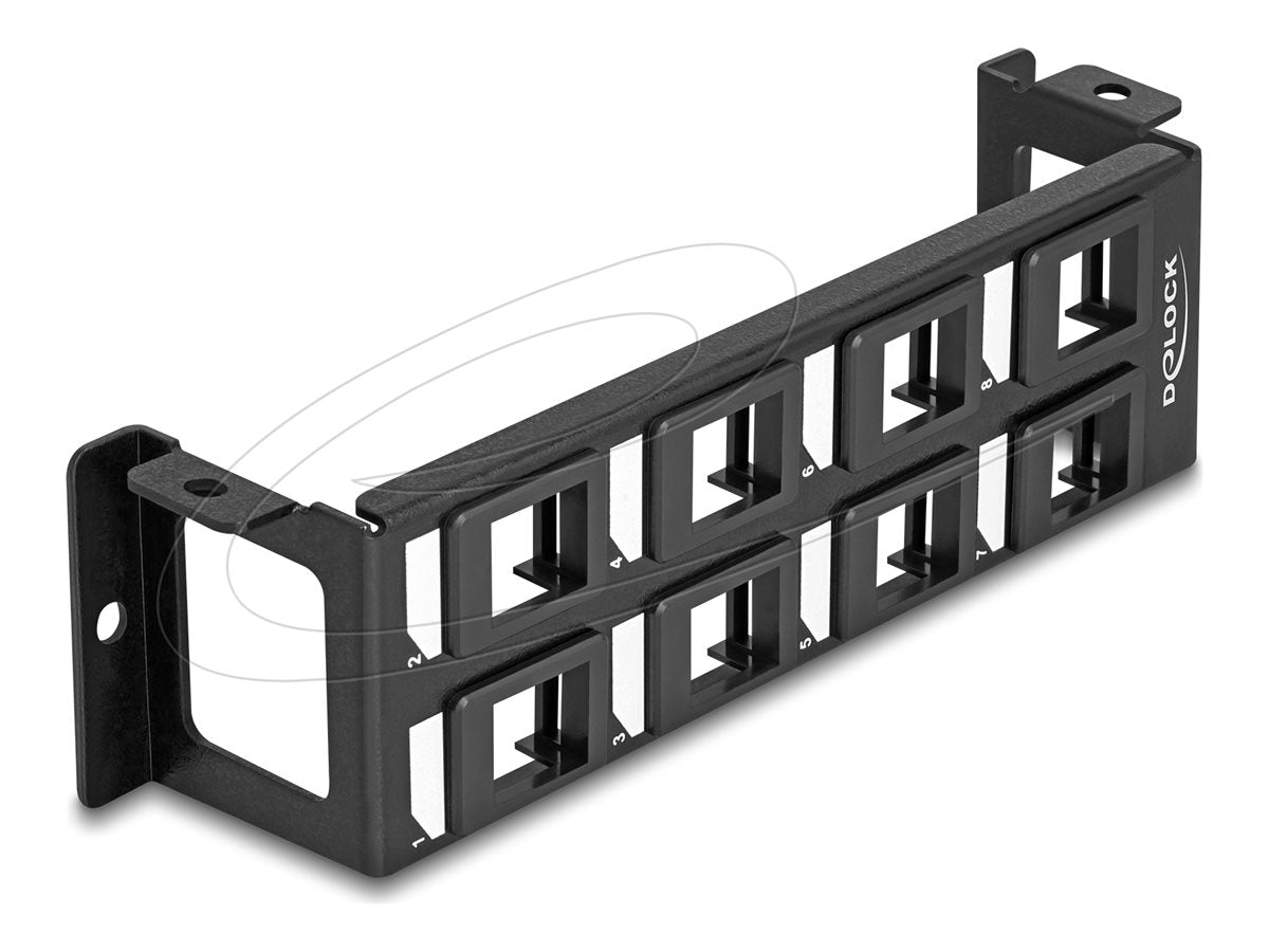 DELOCK Keystone Halterung 8 Port Panel Aufbau vertikal - Vorderansicht