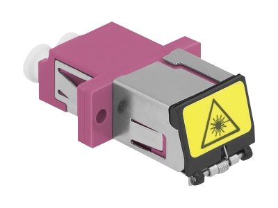 DELOCK LWL Kupplung mit Laserschutzklappe LC Duplex Buchse zu LC Duplex Buchse Multimode violett