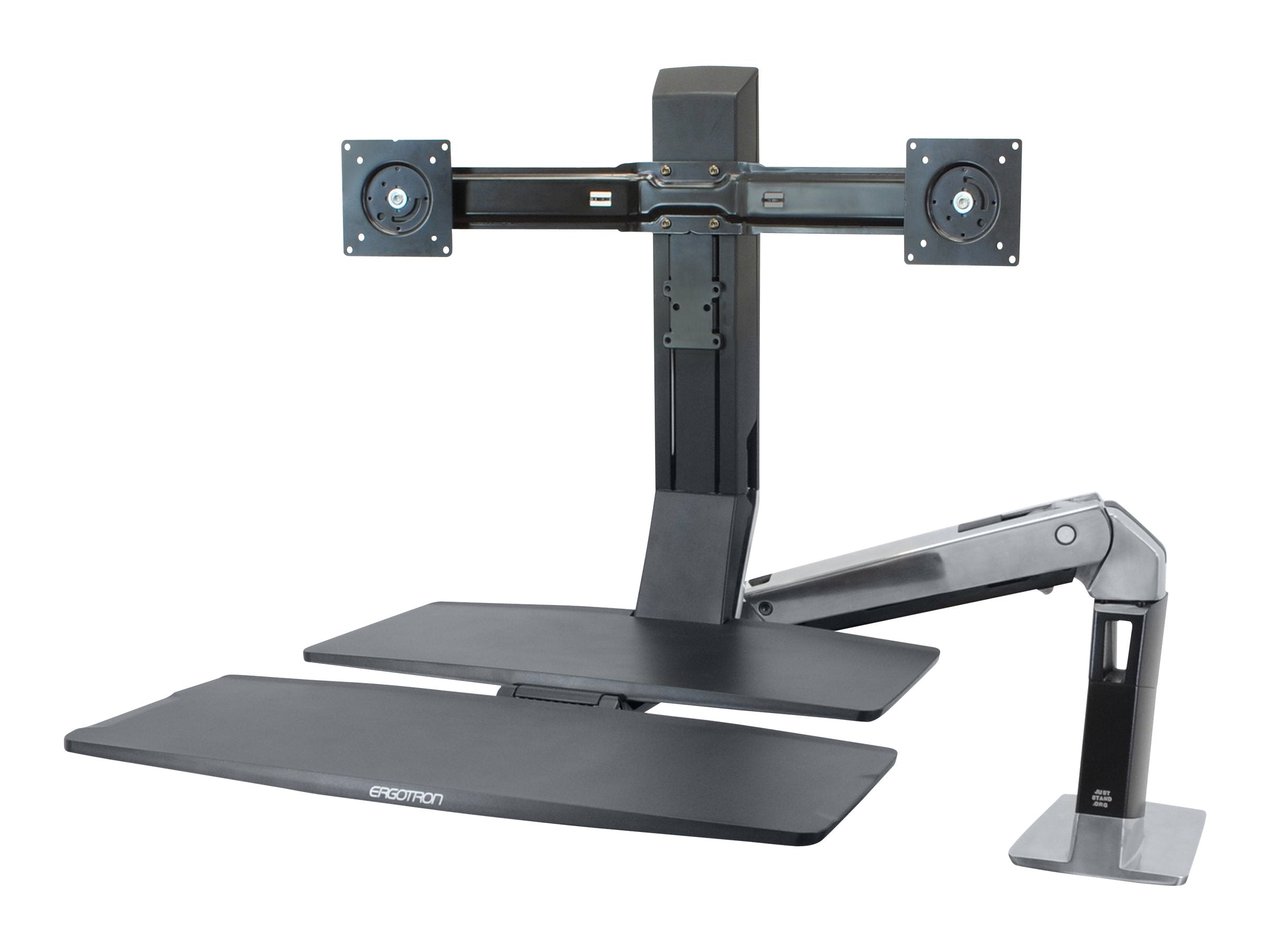 Vorderansicht des ERGOTRON WorkFit-A dual Stehender Tischwandler