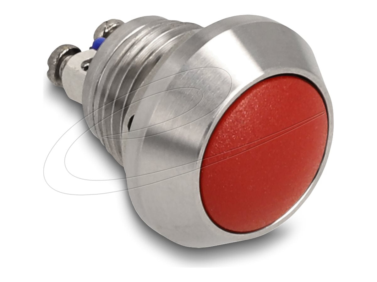 DELOCK Drucktaster zum Einbau 12mm 2 x Schraubklemme rot