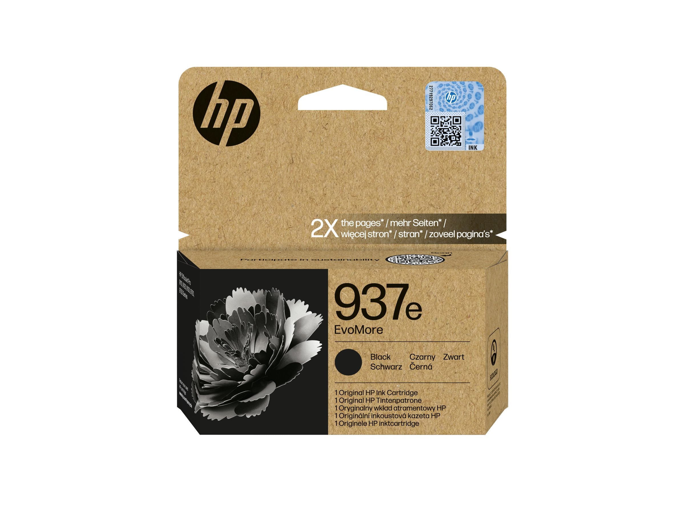 HP 937e EvoMore Black Original Ink Cartridge Seitenansicht