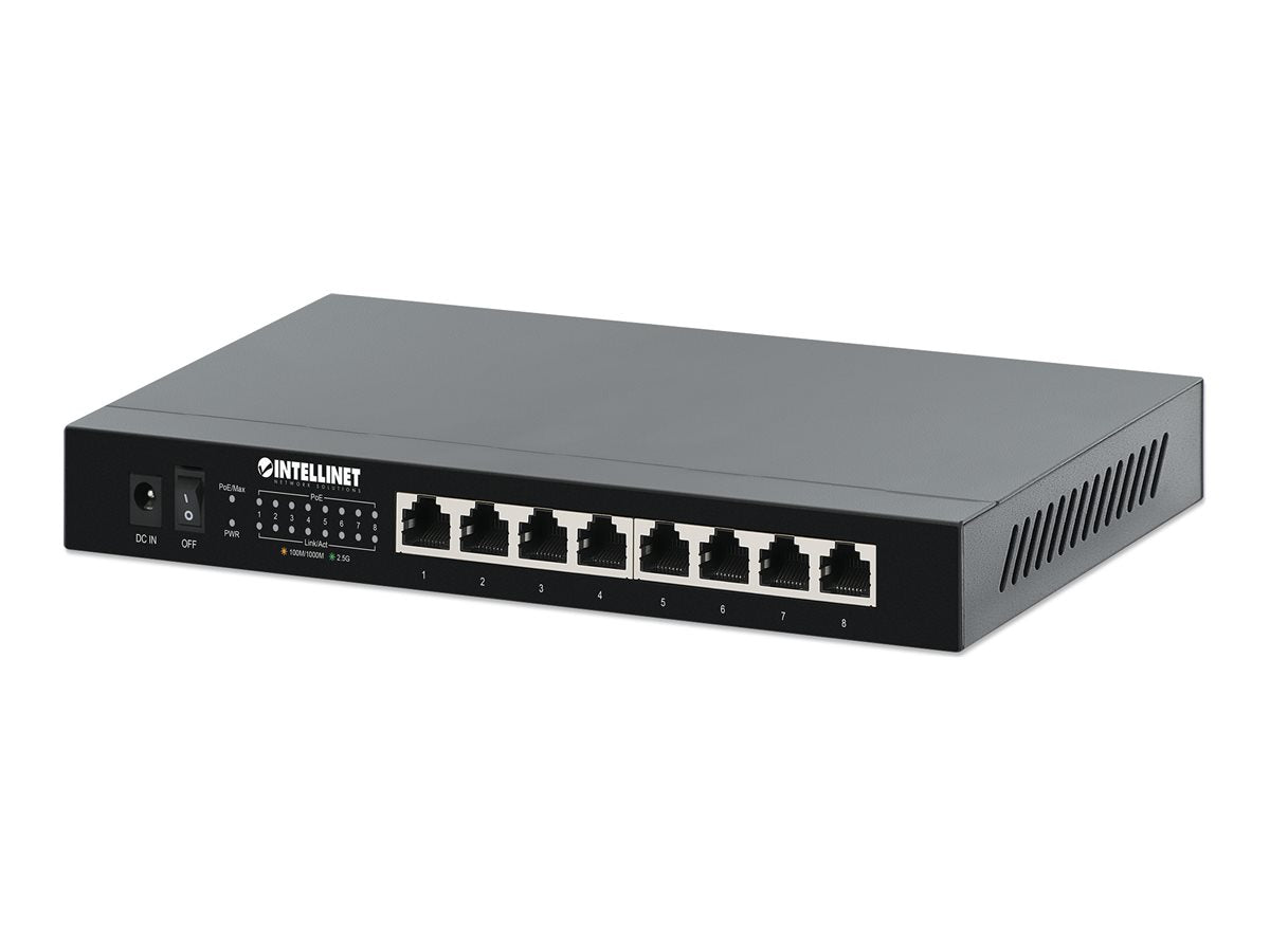 INTELLINET 8-Port 2,5G Ethernet PoE+ Switch Vorderansicht