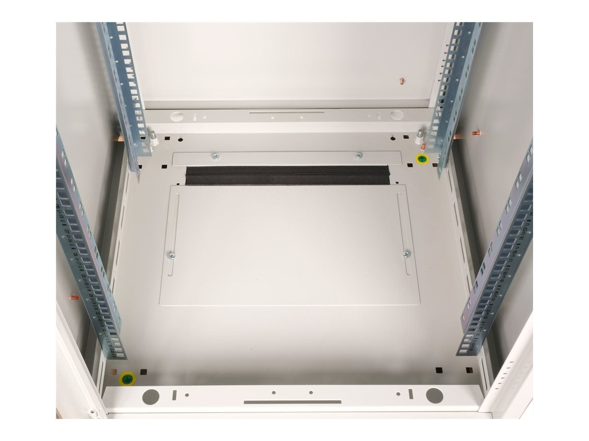 Seitenansicht des ROLINE Netzwerkschranks Pro 48,26cm 19Zoll 22 HE 600x600 BxT Glastür grau