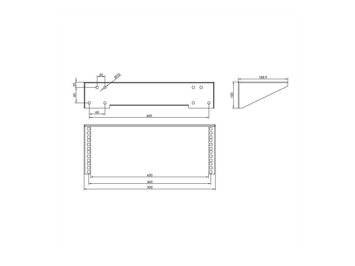 VALUE 19-Wand-/Untertischhalterung 4 HE schwarz - Verpackung