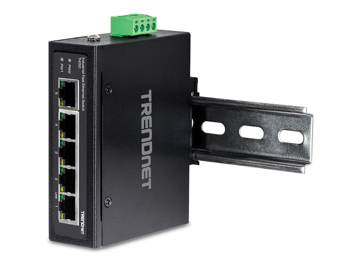 TRENDNET TI-E50 Industrial Fast Ethernet DIN-Rail Switch 5-Port Seitenansicht
