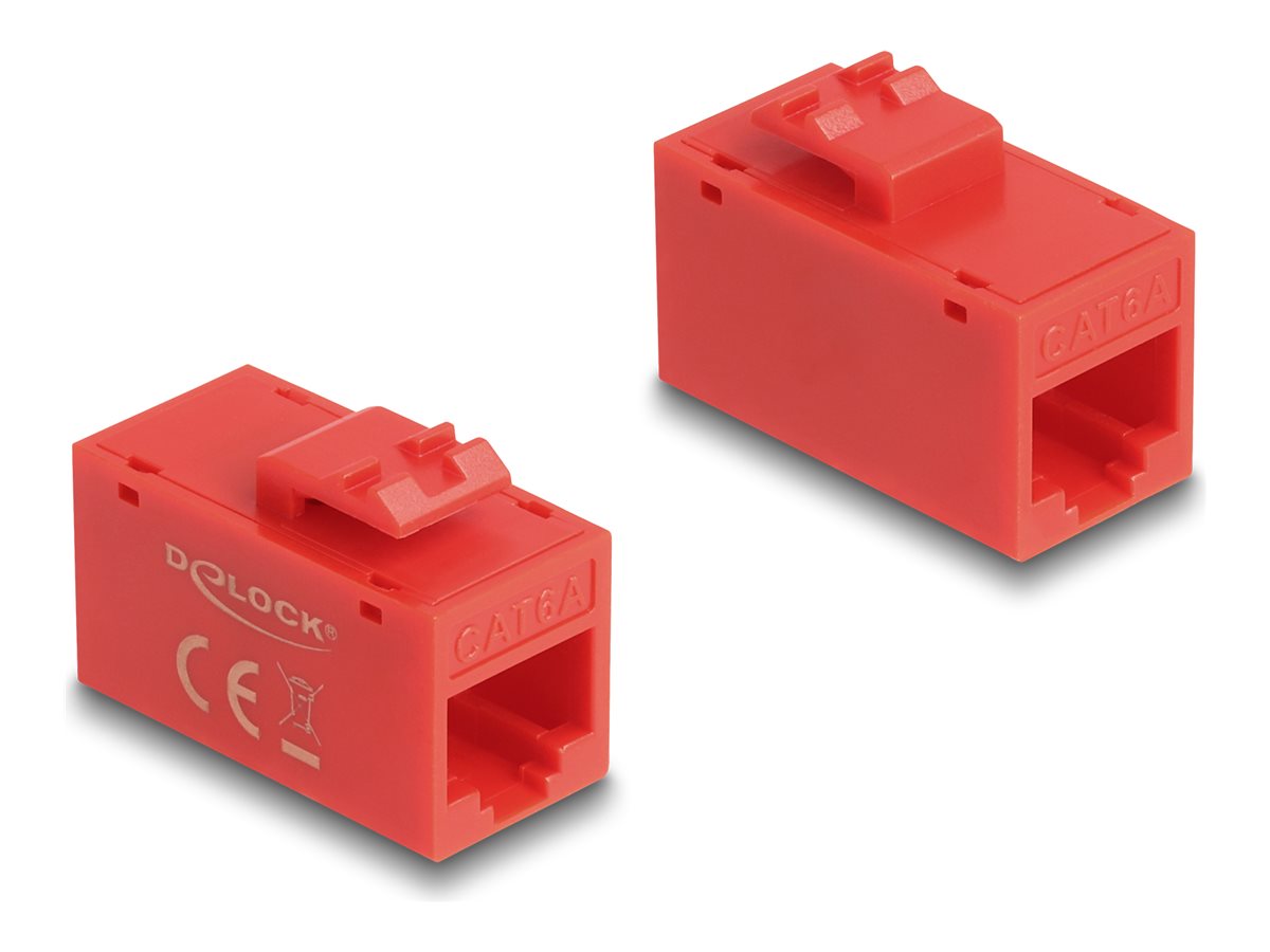 DELOCK Keystone Modul RJ45 Buchse zu RJ45 Buchse Cat.6A UTP rot - Vorderansicht