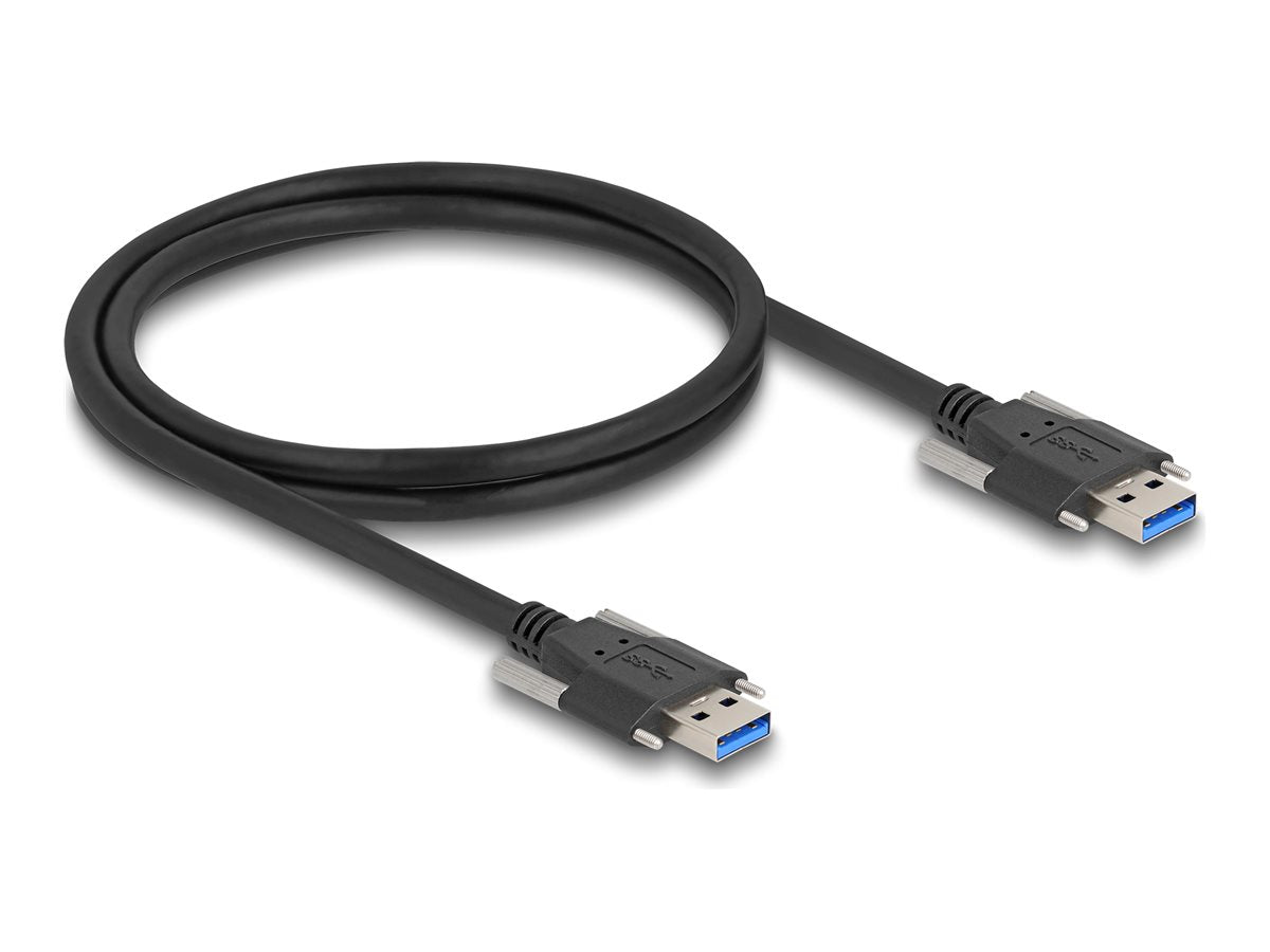 DELOCK USB 5 Gbps Kabel Typ-A Stecker zu Typ-A Stecker mit Schraubenabstand 22mm 1m schwarz