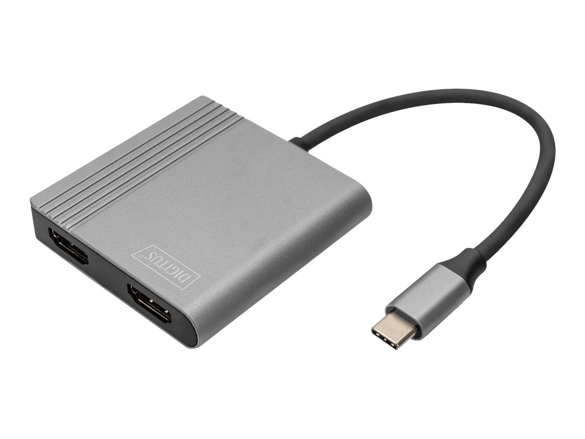 DIGITUS USB-C 2x HDMI Adapter 18cm Vorderansicht
