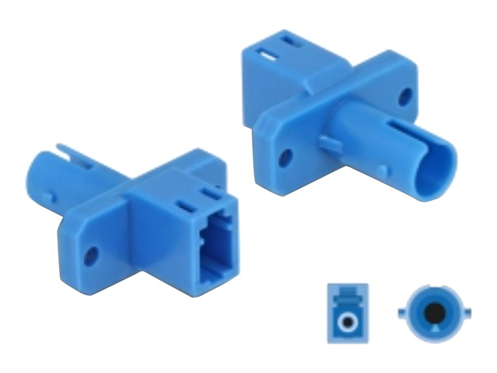 DELOCK LWL Hybrid Kupplung LC Simplex Buchse zu ST Simplex Buchse blau - Vorderansicht