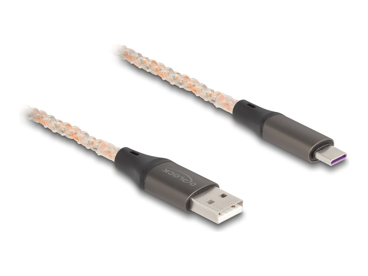 DELOCK USB 2.0 Kabel Typ-A zu USB Type-C mit RGB Beleuchtung 1m - Vorderansicht