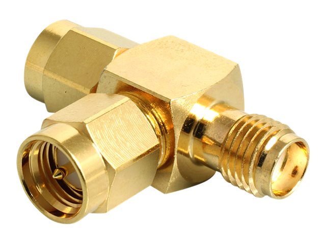 DELOCK HF SMA Stecker > SMA Buchse > SMA Buchse T-Stück - Vorderansicht
