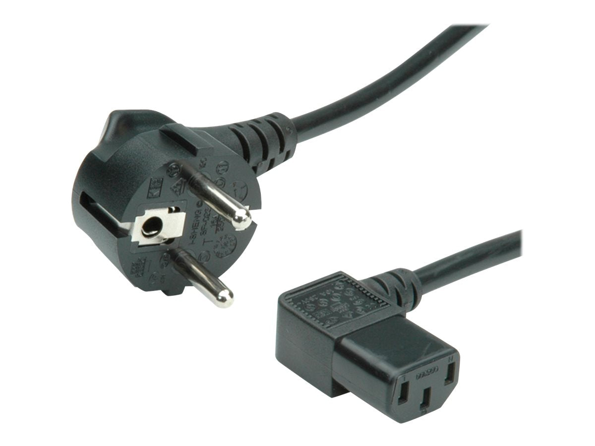 VALUE Netzkabel abgewinkelte IEC-Buchse schwarz 1,8m - Vorderansicht