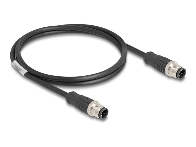 DELOCK M12 Kabel D-kodiert 4 Pin Stecker zu Stecker PVC 1m - Vorderansicht