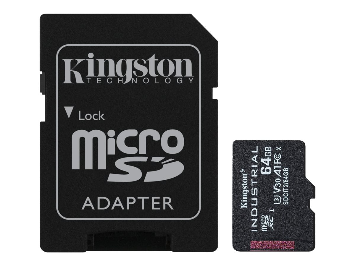 KINGSTON 64GB microSDXC Industrial C10 A1 pSLC Card Vorderansicht