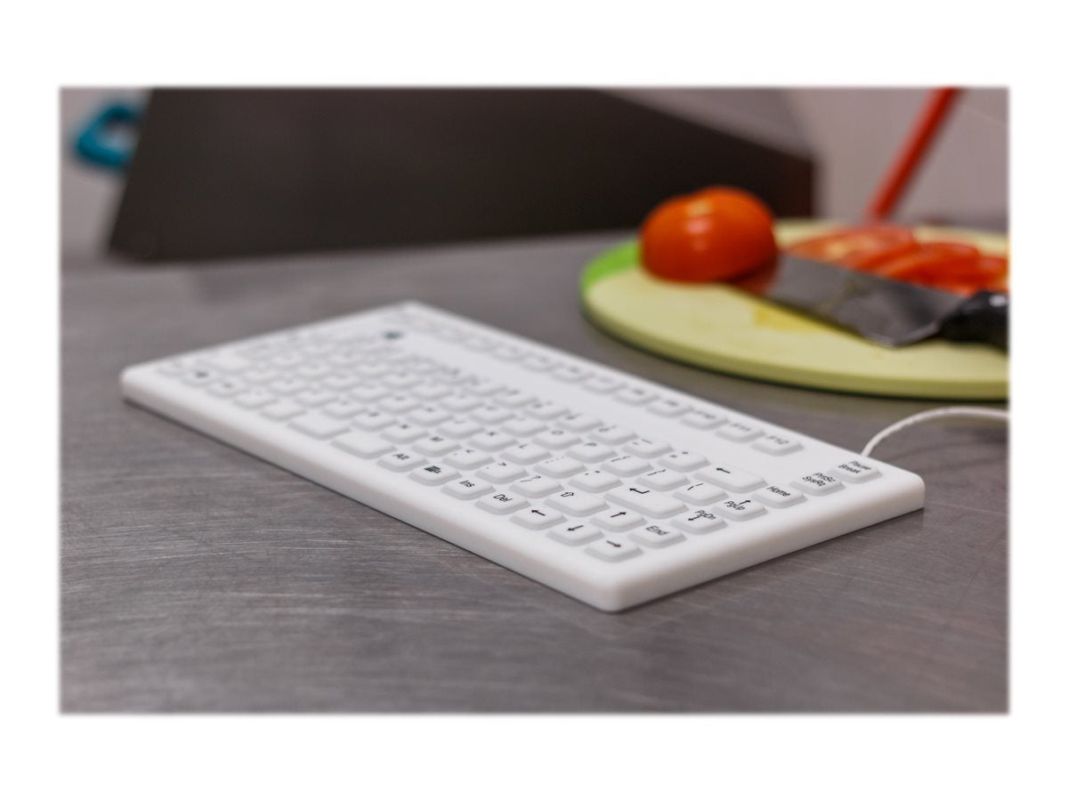 GETT InduProof Smart Compact Silikon Tastatur IP68 wasserdicht desinfizierbar 86 Tasten Farbe: weiss USB Layout: US und EU