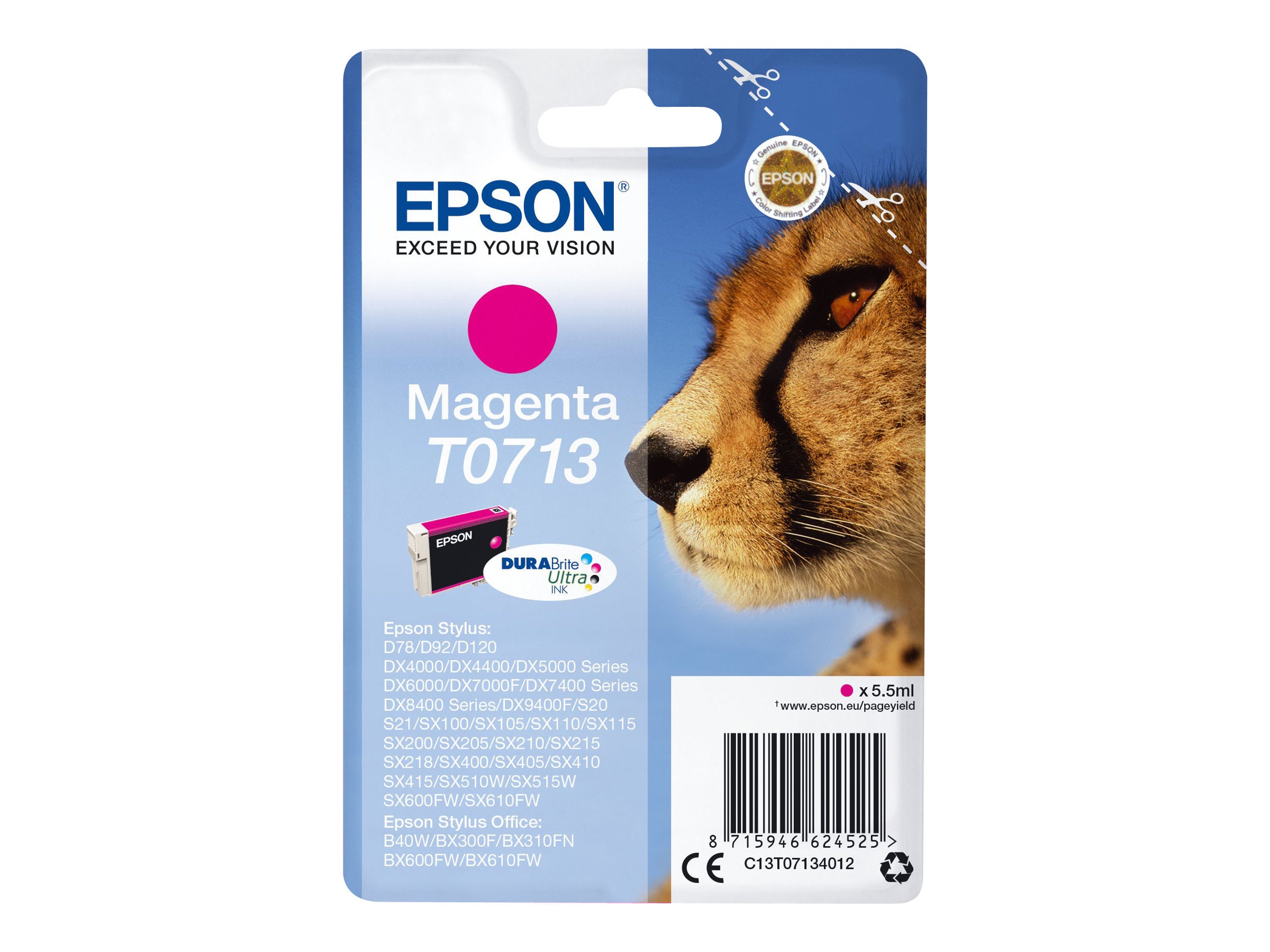 EPSON T0713 Tintenpatrone magenta Vorderansicht