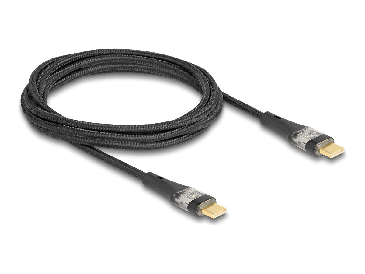 DELOCK USB 2.0 Schnellladekabel USB Type-C Stecker zu Stecker transparent PD 3.0 100W 2m - Vorderansicht