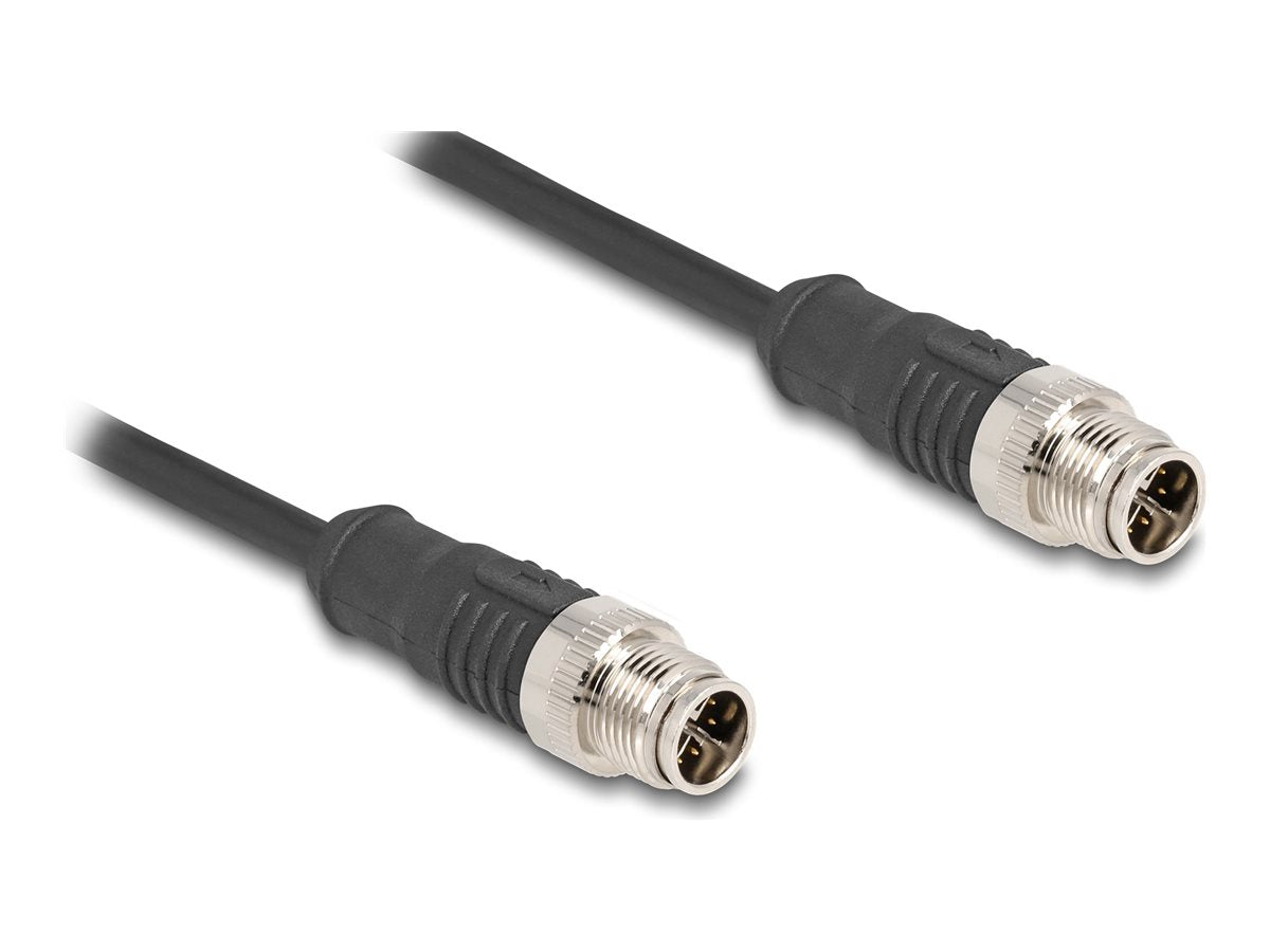 DELOCK M12 Kabel X-kodiert 8 Pin Stecker zu Stecker PVC 1m - Vorderansicht