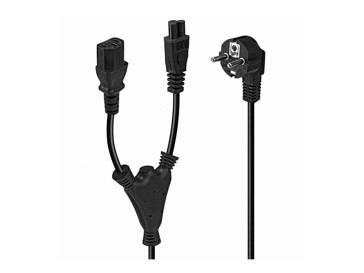 LINDY 2m Schuko auf 1x IEC C13 und 1x IEC C5 Y-Netzkabel Verpackung