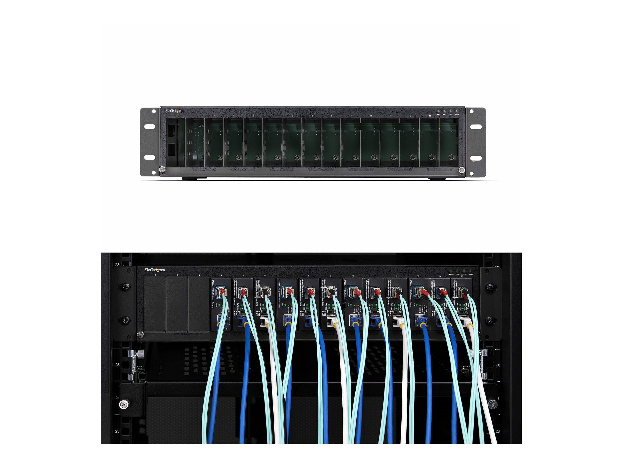 STARTECH.COM 15-Slot Unmanaged Medienkonverter Gehäuse 19 Zoll Rackmount fur MCM Medienkonverter Serie aktive Kuhlung TAA