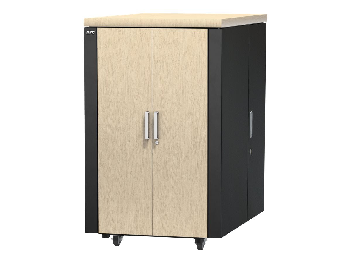 APC NetShelter CX Secure Soundproof Server Room in a Box Enclosure Shock Packaging Rack cabinet with gray oak 24U 19