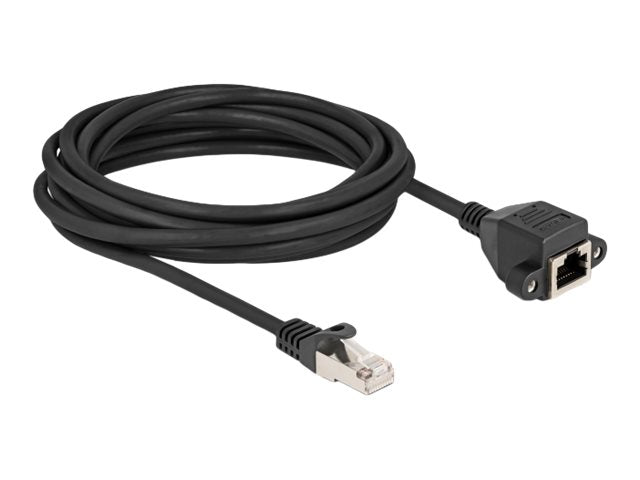 DELOCK RJ50 Verlängerungskabel Stecker zu Buchse S/FTP 5m schwarz - Vorderansicht