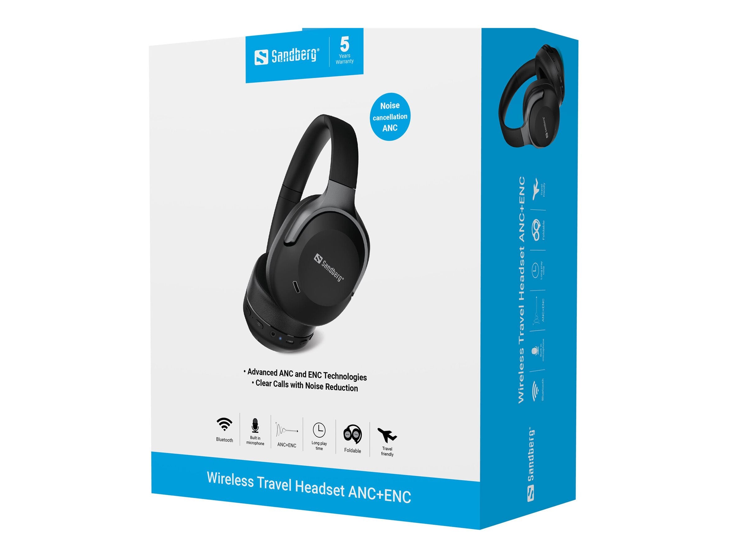 SANDBERG Wireless Travel Headset ANC Vorderansicht